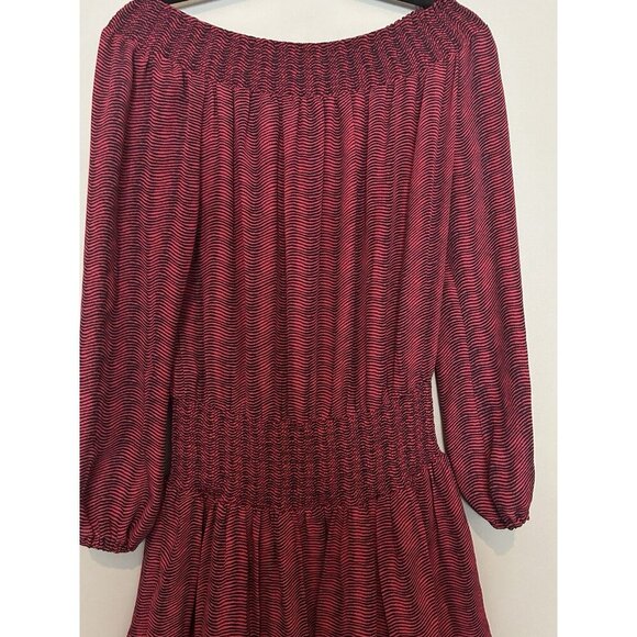 MICHAEL KORS Off-Shoulder Smocked Waist Red Ruffle Flounce Skirt Dress Size 8 - Picture 4 of 8